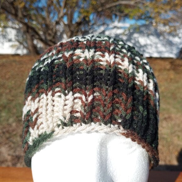 Men's Handmade Headband Circlet Bandeau Camo Black Brown Rib Knit USA Womens M/L - Picture 3 of 10